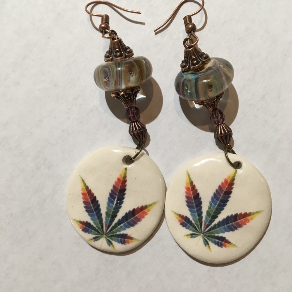 “420 Somewhere” Marijuana leaf Earrings